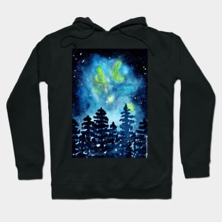 Starry Night sky in a pine forest Hoodie